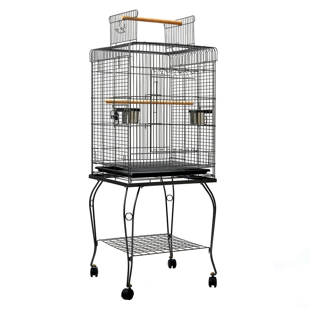 Large Bird Cage with Perch - Black