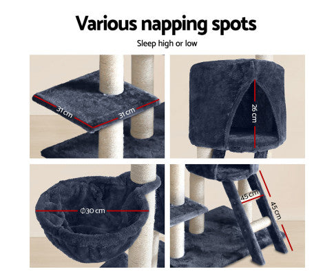 244cm Multi Level Cat Scratching Post Grey - Image 6