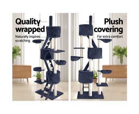 244cm Multi Level Cat Scratching Post Grey - Image 12