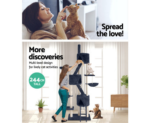 244cm Multi Level Cat Scratching Post Grey - Image 11