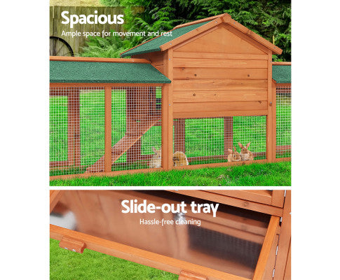 Rabbit Hutch Large Metal Run Wooden Cage Chicken Coop Guinea Pig - Image 8
