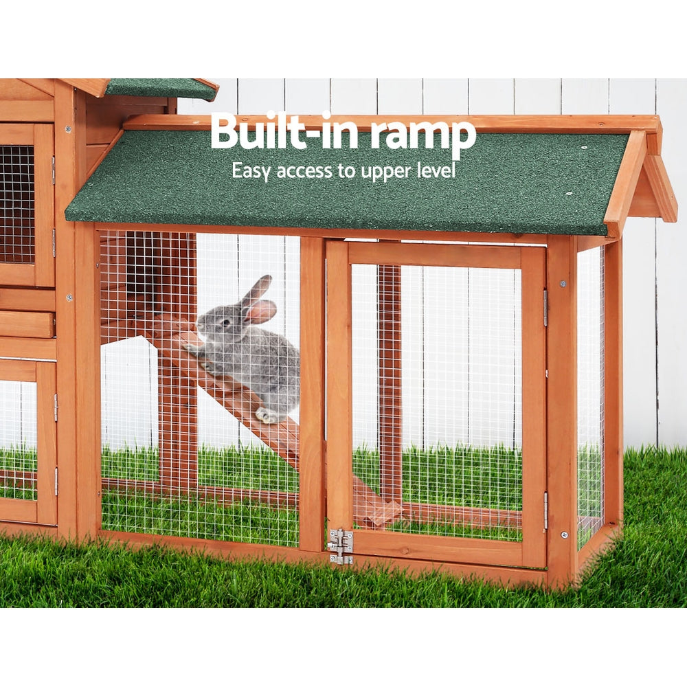Rabbit Hutch Large Metal Run Wooden Cage Chicken Coop Guinea Pig - Image 6