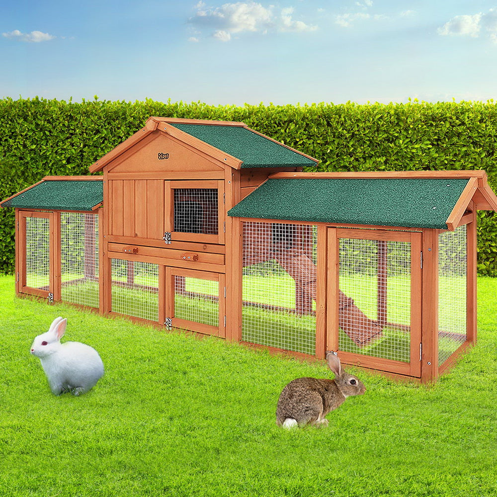 Rabbit Hutch Large Metal Run Wooden Cage Chicken Coop Guinea Pig - Image 7