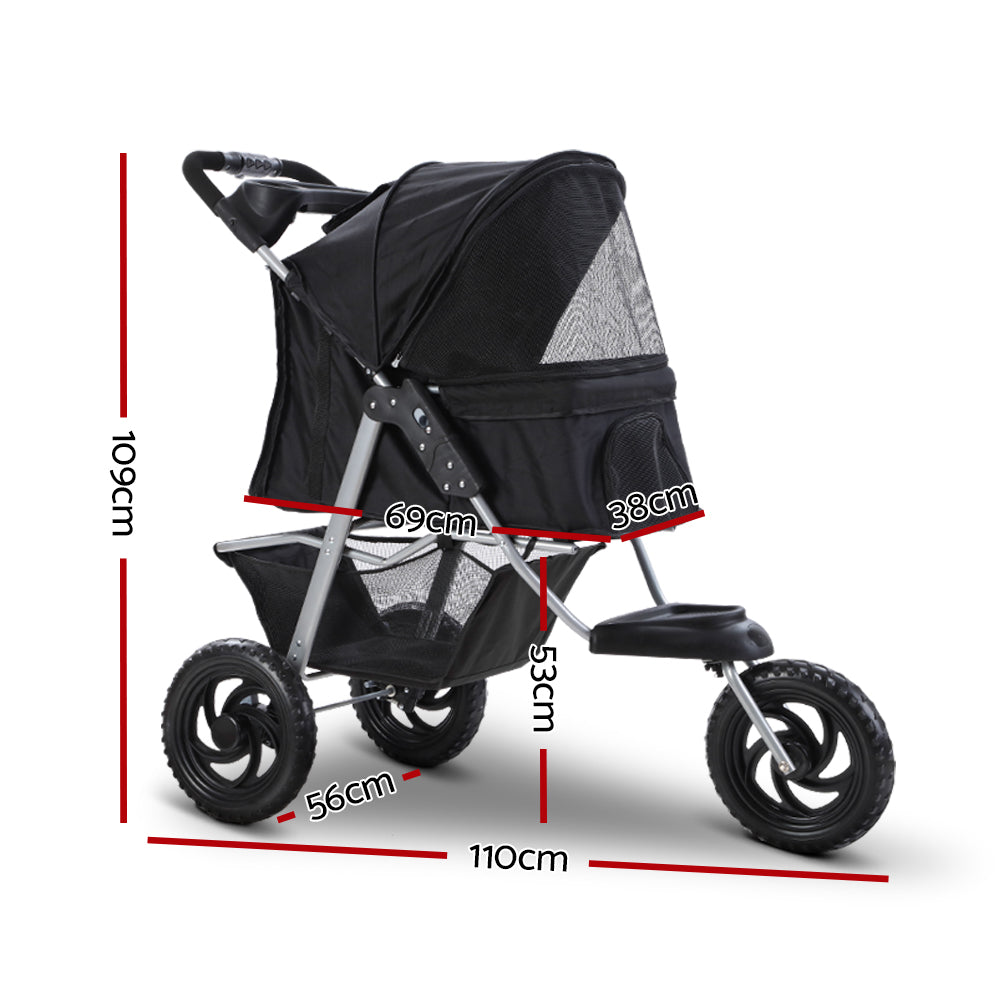 Pet Stroller/Dog Carrier/Foldable Pram - Large - Black - Image 2